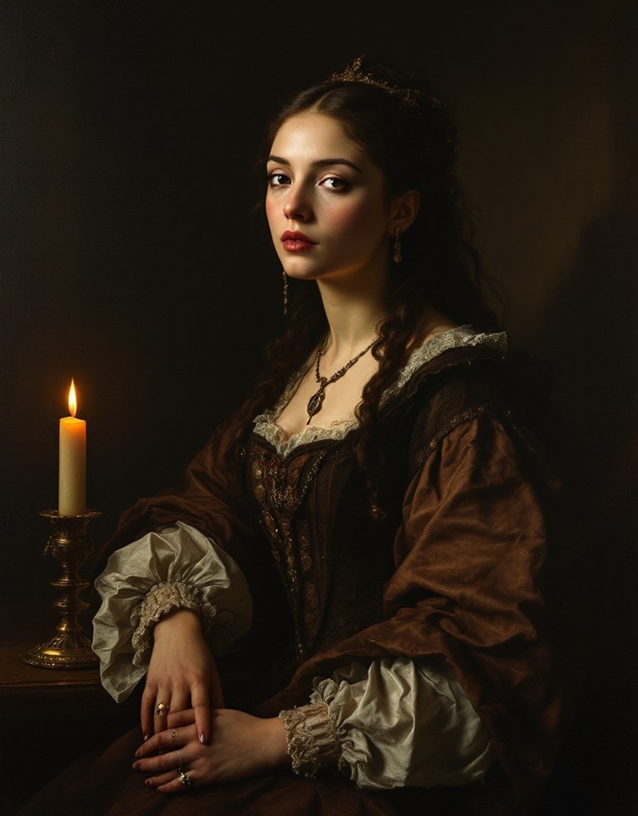 AI portrait of Angélica de Alquézar, enigmatic noblewoman